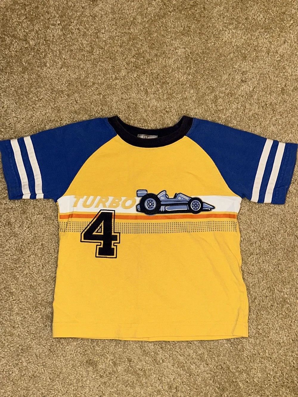 Vintage Carter's Yellow & Blue Racing Graphic Tee